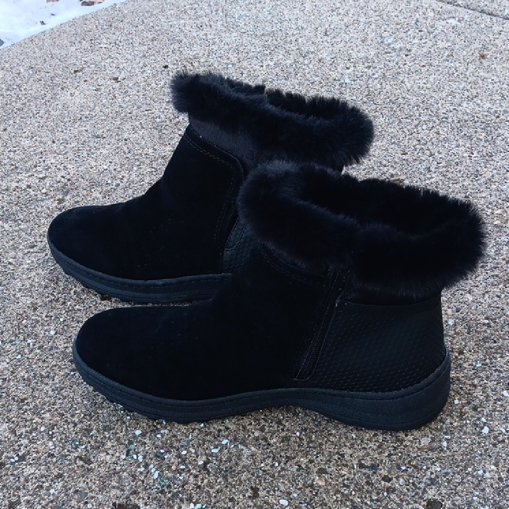 BareTraps "Aidan" Size 10 Womens Black Faux Fur-Lined Winter Boots